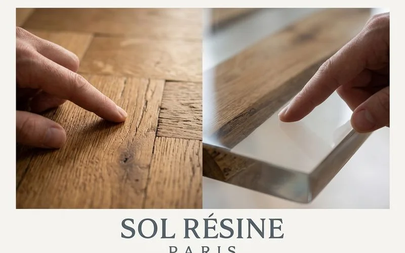 Comparaison tactile texture parquet vs résine