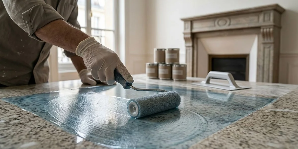 Détail pose Sol Résine Époxy pour Terrasse